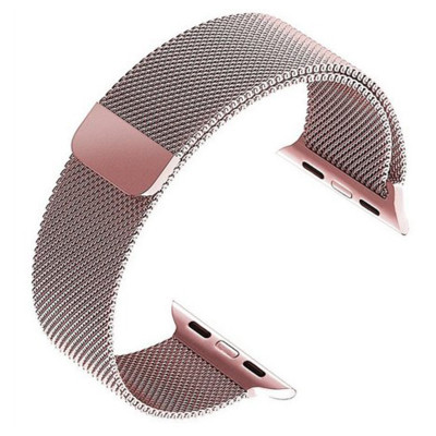 Curea metalica Milanese Loop compatibila Apple Watch, 42mm, Pink Rose foto