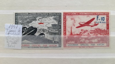 1941 France timb.ptr. curier YT=2-3 2 val MH foto