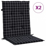 Cumpara ieftin Perne de scaun spatar jos, 2 buc. negru, model carouri, textil