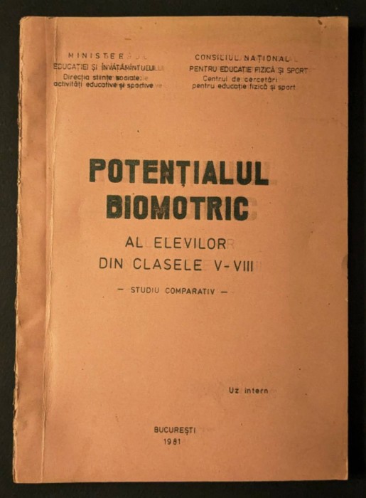 sport POTENTIALUL BIOMOTRIC al Elevilor din clasele V-VIII Gimnaziu UZ INTERN