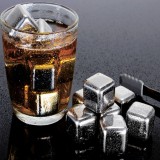 Set Cuburi Reutilizabile Din Oțel Inoxidabil, Argintiu, 4 Bucăți, Oem
