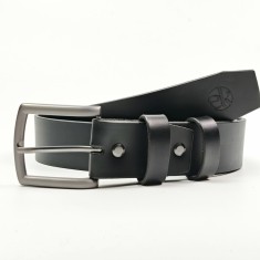 Curea piele naturala 40 mm, Leda, neagra, catarama solida