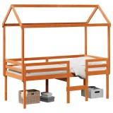 Cumpara ieftin Pat inalt de dormitor, maro ceruit, 90x190cm, lemn masiv de pin