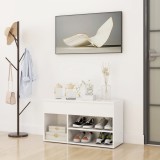 VidaXL Banchetă pantofar, alb extralucios, 80x30x45 cm, PAL