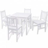Set cu masa si scaune din lemn de pin, alb, 5 piese GartenMobel Dekor, vidaXL
