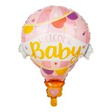 Balon din folie metalizata, flippy, mini figurine, model balon cu aer cald fetita, tematica welcome baby, 80x62 cm, ambalaj individual, pai inclus, um