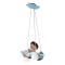 Suspensie copii DacEnergy&copy;, structura din MDF, abajururi din sticla, 2 surse cu soclu E14, 28W, forma de avion, 439 x 400 x 700 mm, albastru