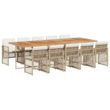 Cumpara ieftin Set mobilier de gradina cu perne, 11 piese, bej, poliratan