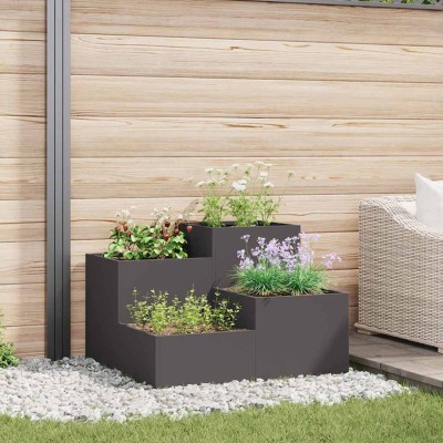 vidaXL Vază pentru Grădină Negru 100 x 100 x 60 cm Oțel 865862 foto