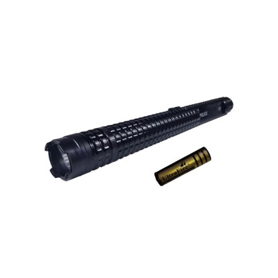 Baston electrosoc si lanterna DEPOX&amp;reg;, Police X8, metalic, 35 cm, negru, acumulator inclus foto