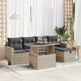 Cumpara ieftin Set canapele de grădină cu perne, 6 piese gri deschis poliratan