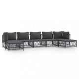 Cumpara ieftin Set mobilier de gradina cu perne, 7 piese, antracit, otel