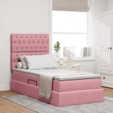Cumpara ieftin Pat cu LED si saltea Roz 100 x 200 cm Catifea
