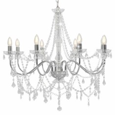vidaXL Candelabru cu mărgele, argintiu, 8 becuri E14 281606