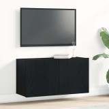Comodă TV din stejar negru, 80x30x41 cm, lemn stratificat
