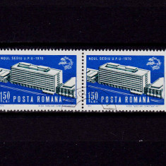 RO 1970 , LP 738 ,"Noul sediu U.P.U."- serie pereche ( V sau H !) , stampilata