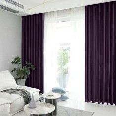 Draperie din catifea blackout cu rejansa transparenta cu ate pentru galerie, Madison, 150x265 cm, densitate 700 g/ml, Thamarind, 1 buc