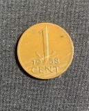 Moneda 1 cent 1958 Olanda, Europa