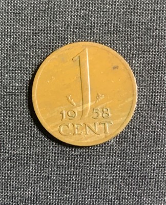 Moneda 1 cent 1958 Olanda foto