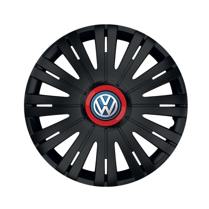 Set 4 capace roti Negre Cu Inel Rosu Active R15 Compatibil Cu Volkswagen