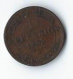 Moneda 1 pfennig 1865 - Saxonia, Germania