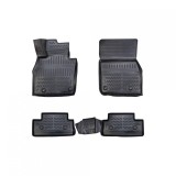 Covorase Auto Cauciuc Tip Tavita ALM Mazda CX-60 2022-2024, Set Fata + Spate, Negre, Margine Inalta, Fixare Clipsuri/Scai