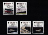 Gibraltar 2012 - Transporturi , Navigatie , nave , Titanic , serie 5 valori dantelate,MNH,Mi.1451-1466