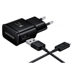 Incarcator Retea Samsung EP-TA20EBE, Cablu USB Tip C inclus, Fast Charging, Negru, Bulk foto