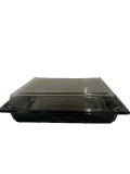 Tavita neagra patrata, din plastic, cu capac transparent, 275x237 MM