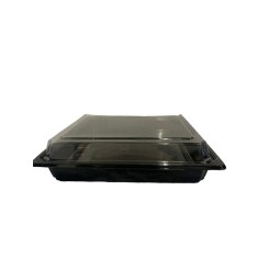 Tavita neagra patrata, din plastic, cu capac transparent, 275x237 MM