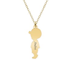 Colier personalizat baietel din argint 925 placat cu aur galben 24K