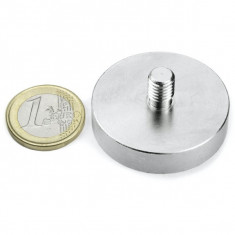 Magnet neodim oala Ø40 mm, cu filet exterior M8, putere 45 kg