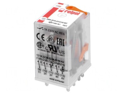 Releu Electromagnetic 4PDT 110VAC 6A foto