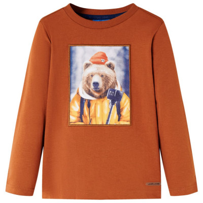 Tricou pentru copii cu m&amp;acirc;neci lungi, portocaliu ars, 116 foto