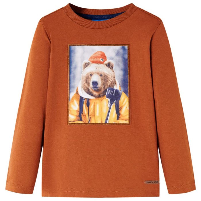 Tricou pentru copii cu m&acirc;neci lungi, portocaliu ars, 92