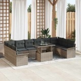 vidaXL Set de canapele pentru grădină cu pernă 11 pcs Gri Rattan poli 3348355
