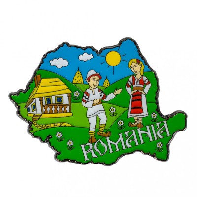 Magnet de frigider, harta Romaniei, verde, MB047 foto