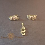Set cercei si pandantiv design sarpe - placat 14k