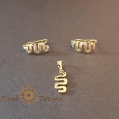 Set cercei si pandantiv design sarpe - placat 14k
