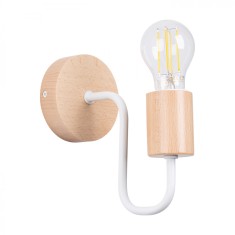 Lampă De Perete Timbo Lemn Alb/Natural Oțel/Lemn 1 Bec Geometric Mansardă De Interior