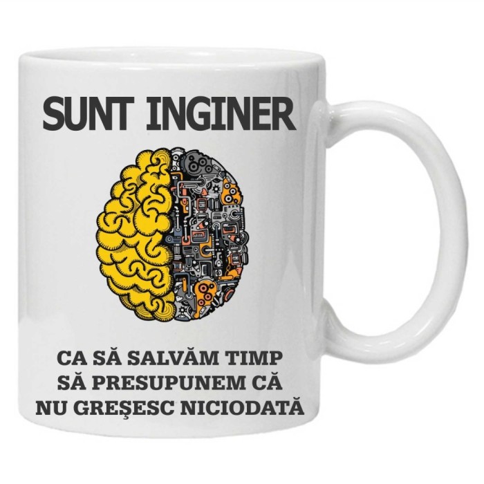 Cana alba personalizata &quot;sunt inginer&quot;, INOVATIX&reg;. 330ml