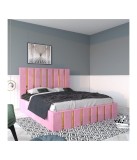 Pat Tapitat Mexic Roz + Saltea 20cm Grosime 140x200cm