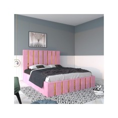 Pat Tapitat Mexic Roz + Saltea 20cm Grosime 140x200cm