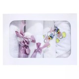 Cumpara ieftin Trusou Botez cu 7 piese - Daisy Duck brodata - ALB - ROZ PUDRAT INCHIS - TB77