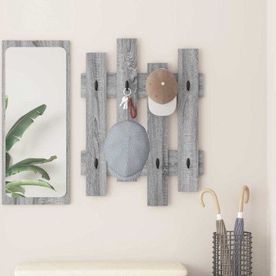 vidaXL Răcător de paltoane montat pe perete sonoma gri 60 x 3 x 82 cm 874480 foto