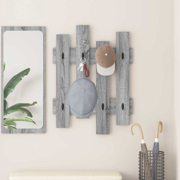 vidaXL Răcător de paltoane montat pe perete sonoma gri 60 x 3 x 82 cm 874480