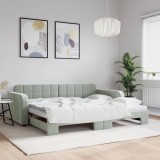 Cumpara ieftin Pat de zi cu extensie, gri deschis, 90x200 cm, catifea