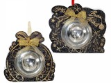 Set 2 ornamente brad Craciun plastic multicolor in cutie cadou &Oslash; 10 cm