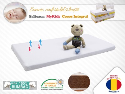 Saltea MyKids Fibra De Cocos Integral 120x60x6 Husa Bumbac Nematlasat foto