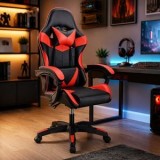 Scaun Gaming cu Cotiere, Negru și Roșu, Reglabil, CMCLASS